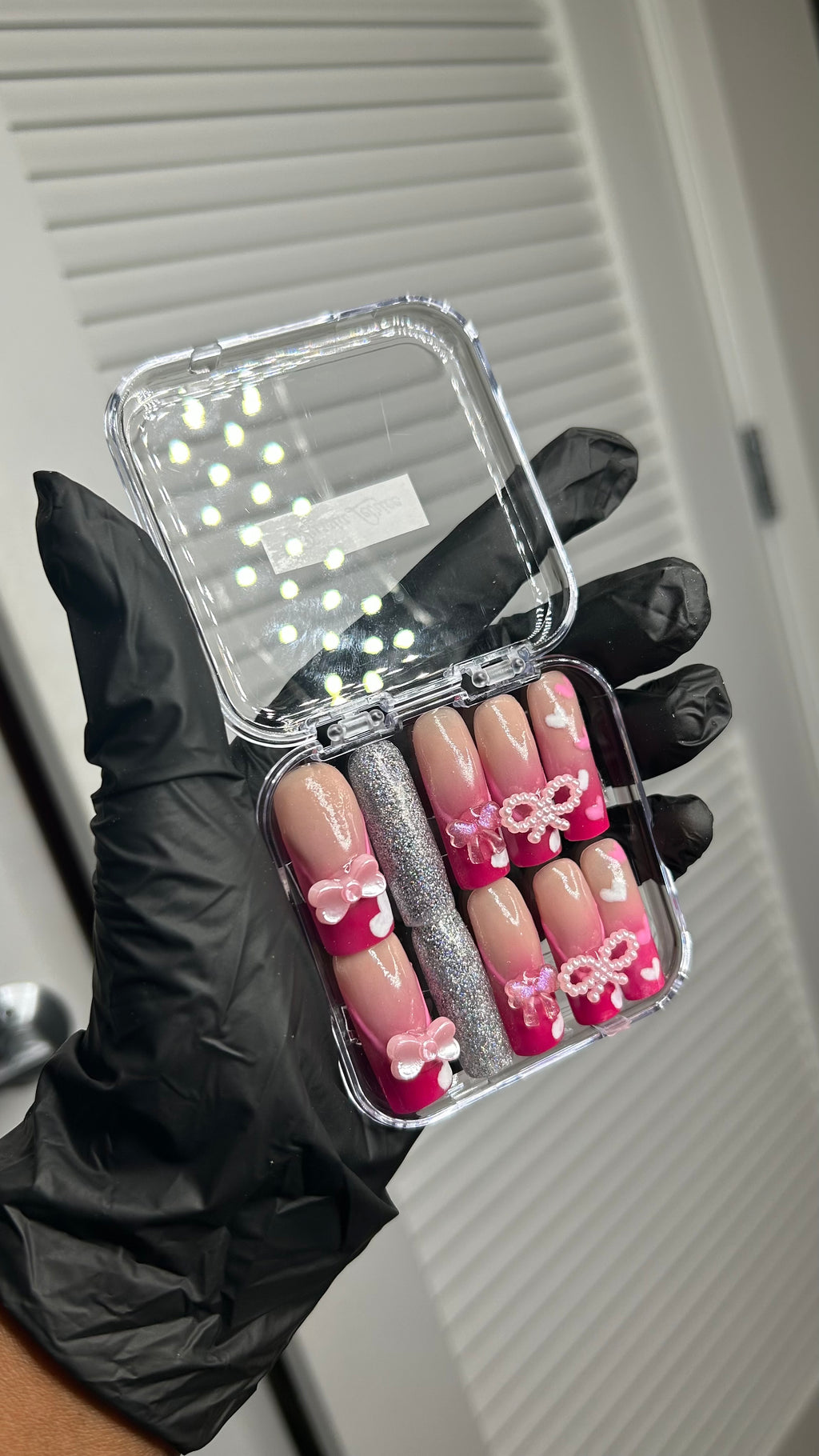 Ombré / Hearts press on nails