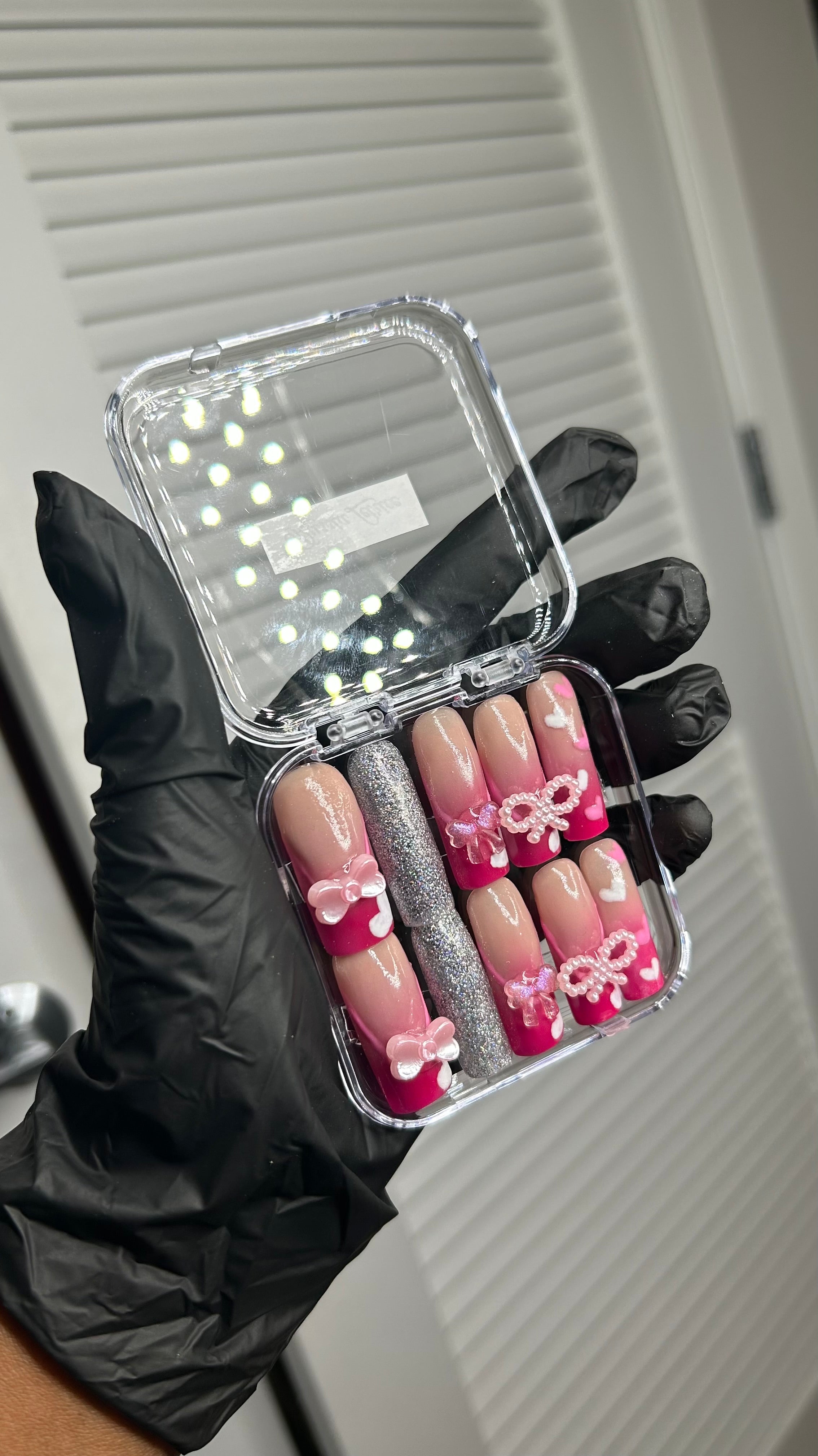 Ombré / Hearts press on nails