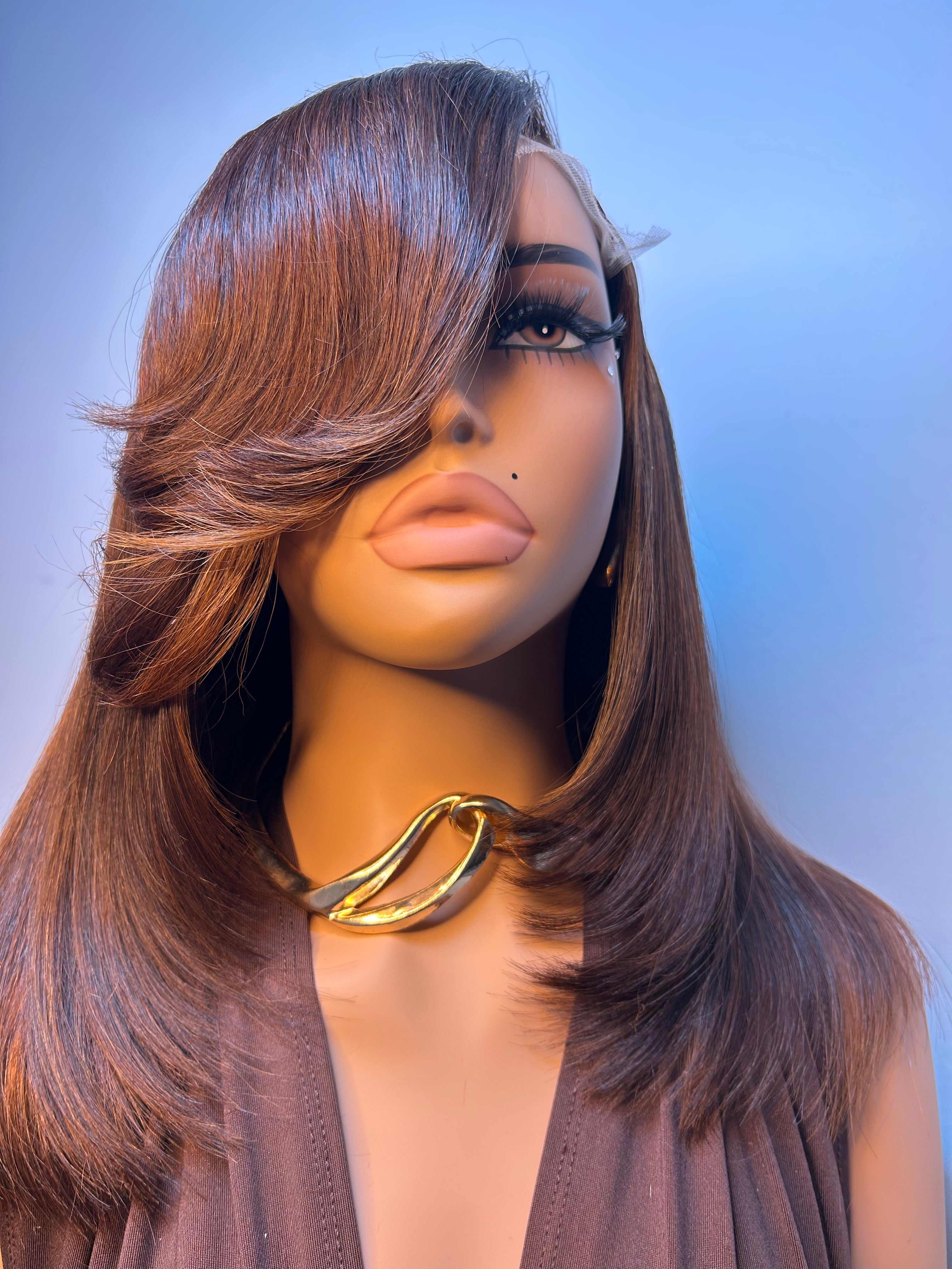 Blunt cut lace closure bang wig