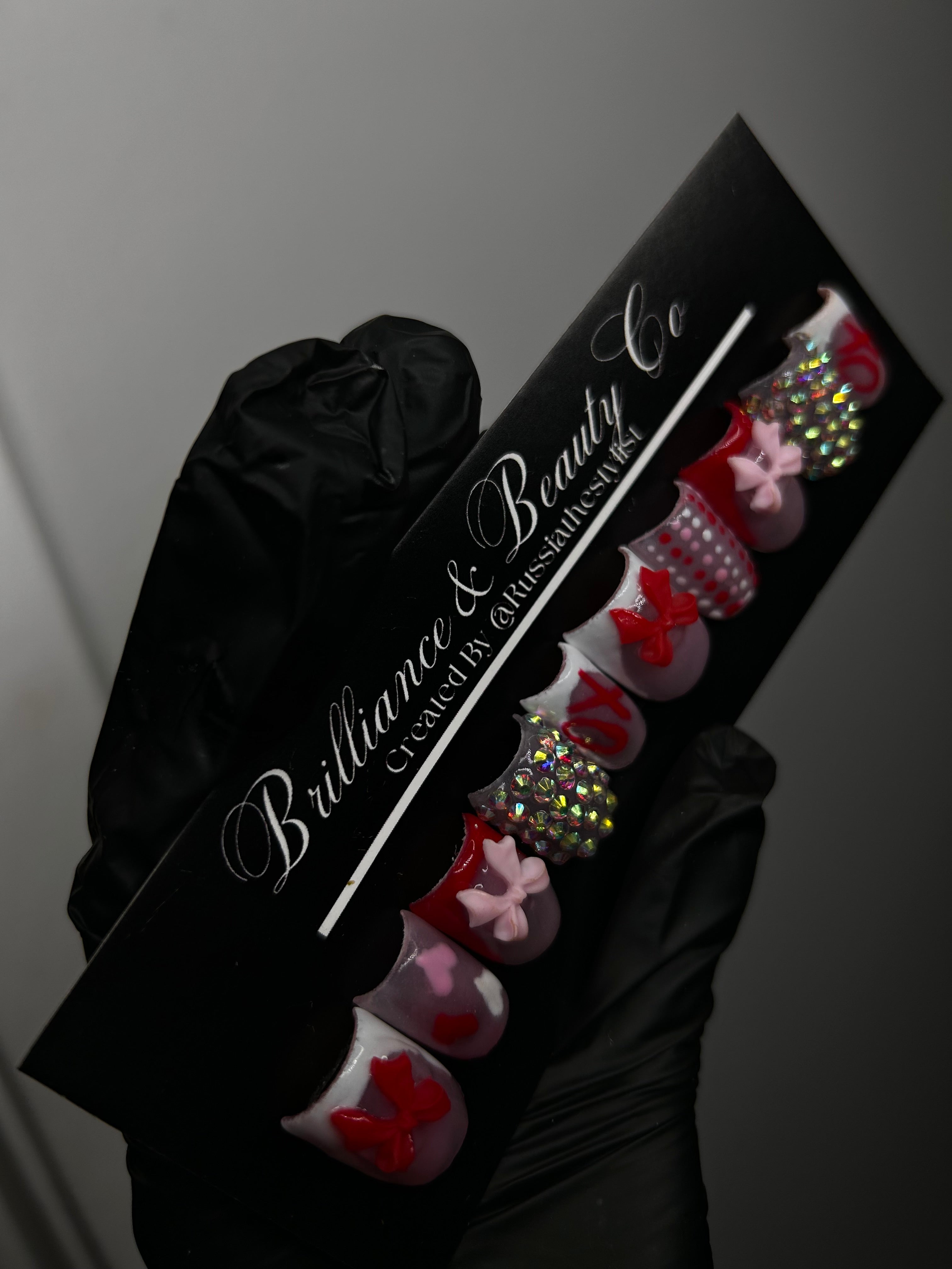 French with bows press on nails