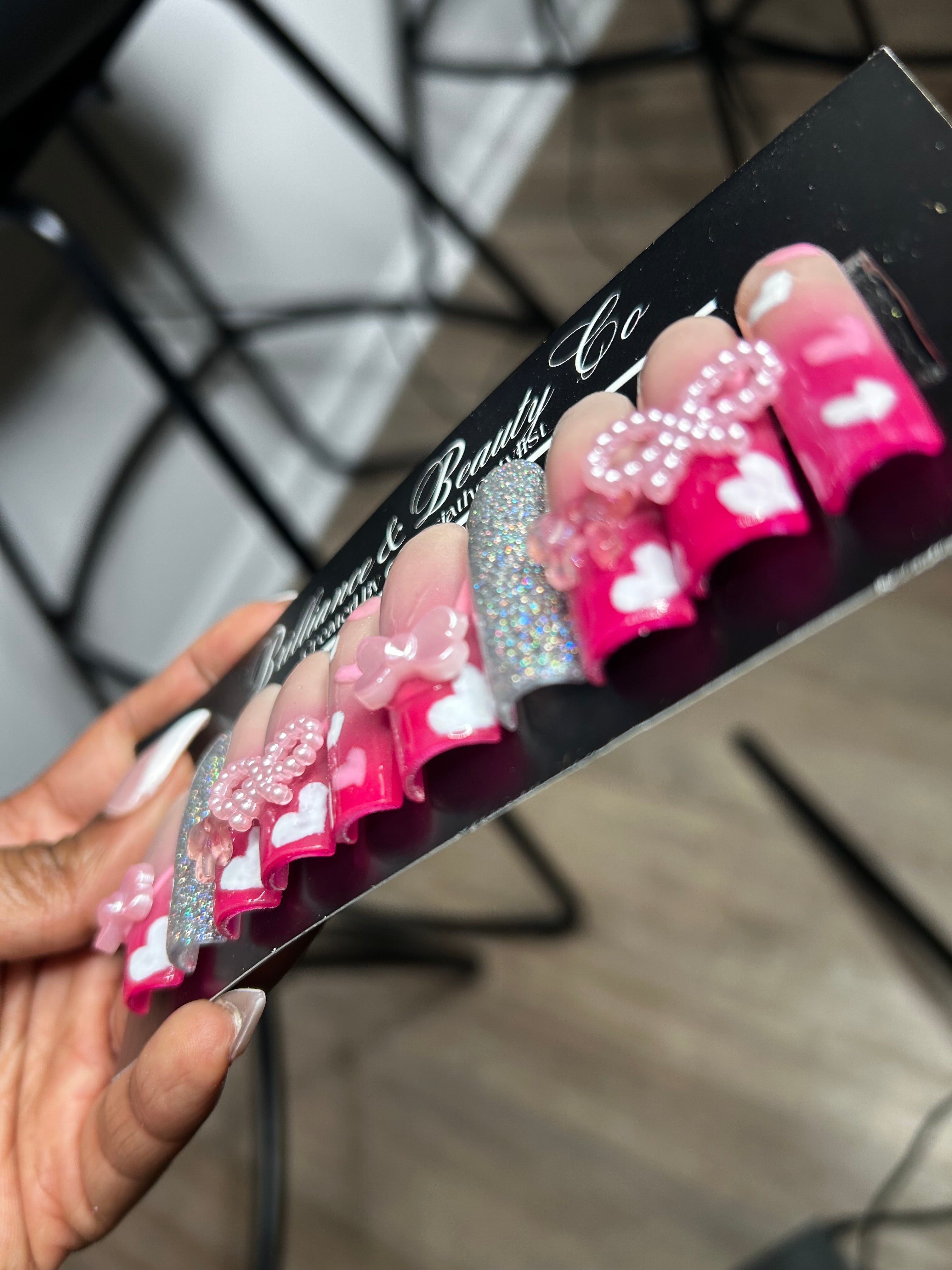 Ombré / Hearts press on nails